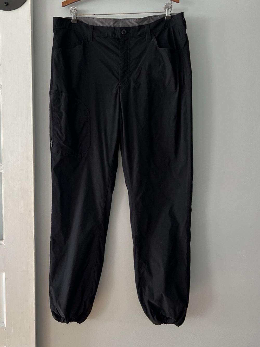 Eddie Bauer Fleece Lined Tech Pants Cargo Pants Waist 40x32 Black Ski Workwear